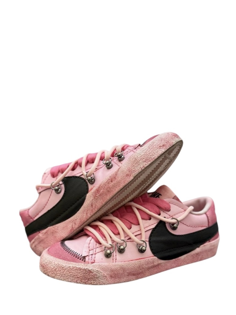 NIKE - BLAZER LOW ‘77 PINK BLACK JUMBO SCARLET RED “OVER LACES PINK” SNEAKERS
